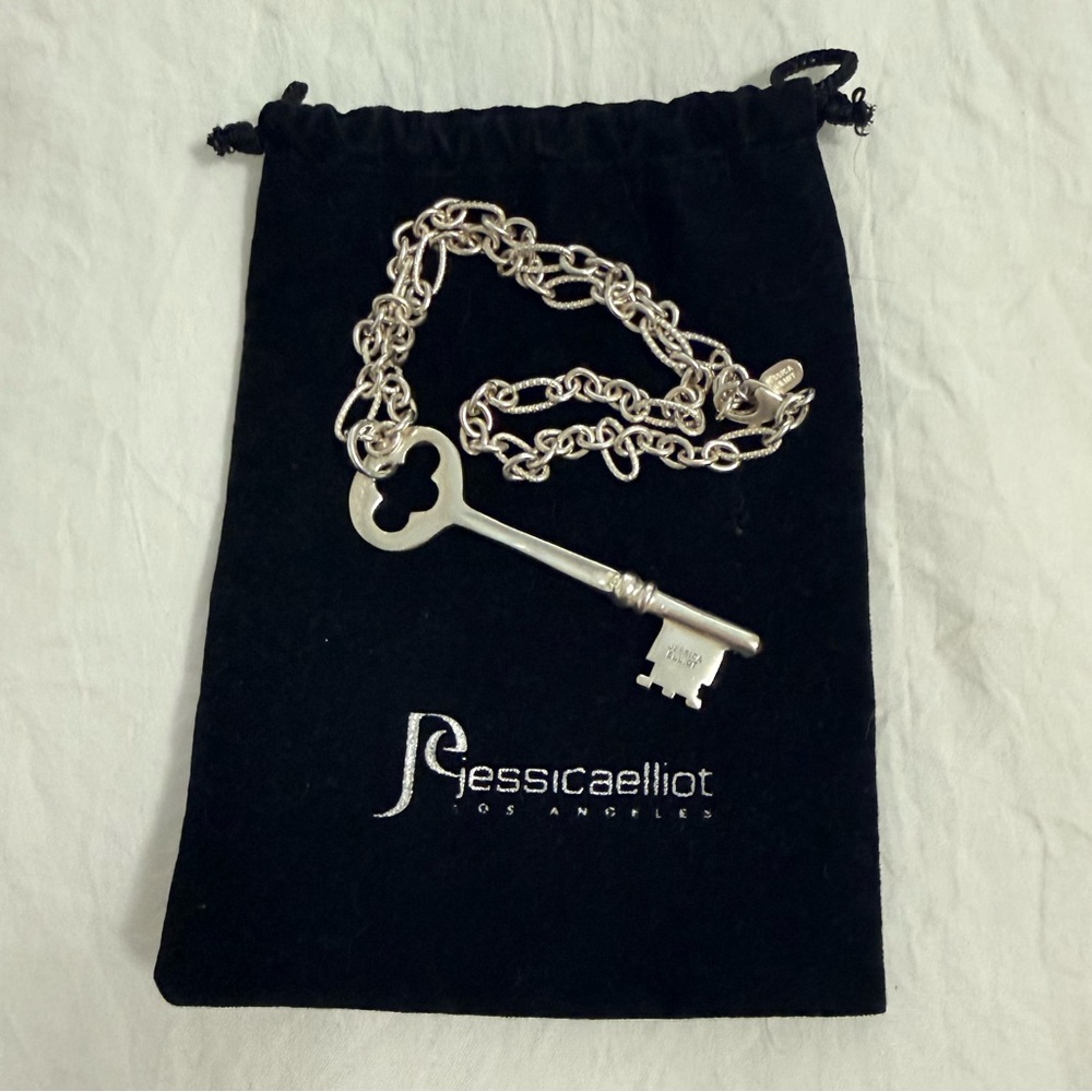 Jessica Elliot Silver Key Charm Pendant Necklace